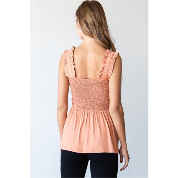 NWT Pink Desert Ruffled Strap Smocked Flowy Tank Top - Picture 5 of 13